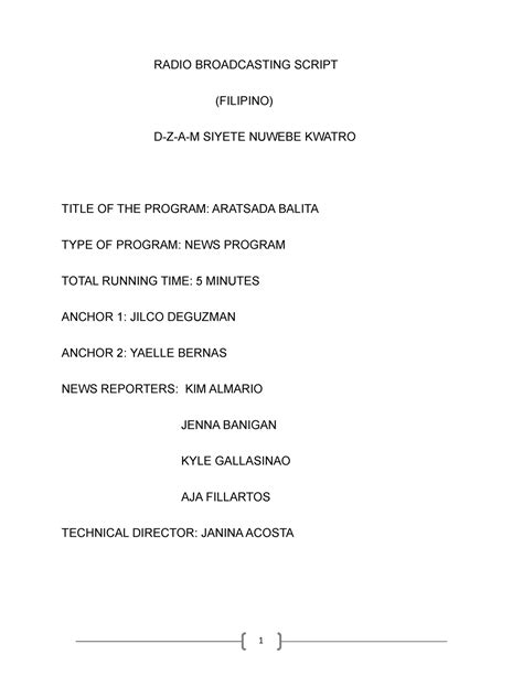 broadcasting script tagalog|Broadcasting Script 1 .